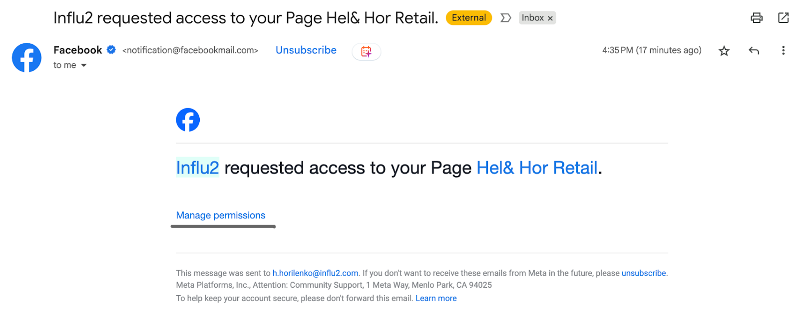 Advertiser access request notification