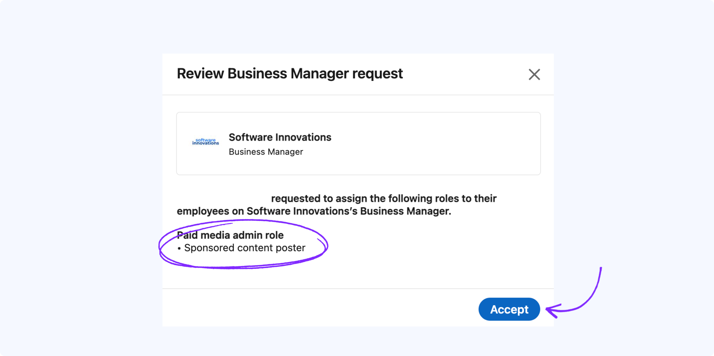 Role assignment showing Sponsored content poster