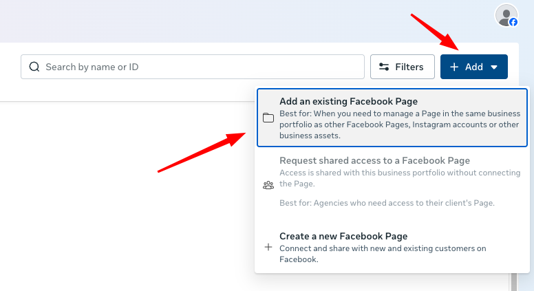 Show Add button and dropdown menu with Add a Page option