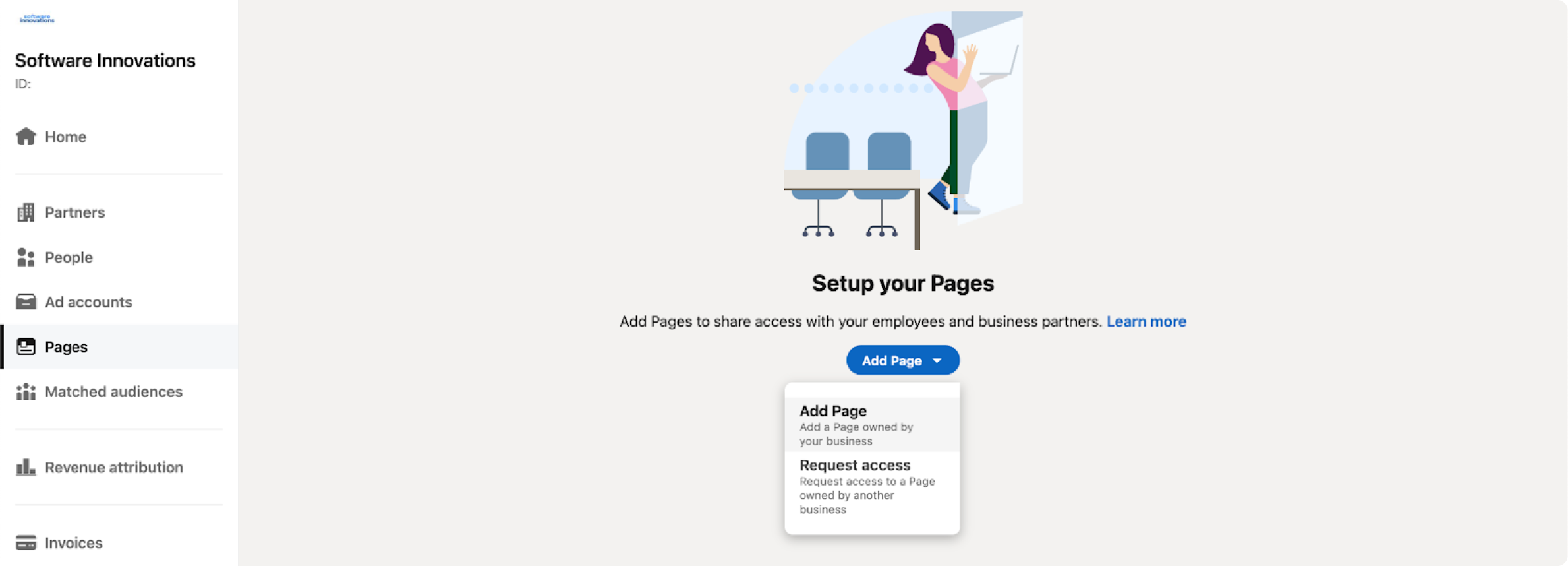 Add page dropdown menu
