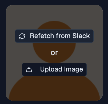 Profile settings page in Pylon showing 'Refetch from Slack' and 'Upload Image' options