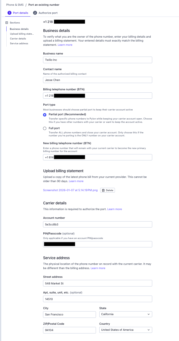 Screenshot 2026-01-07 at 5.16.34 PM.png Porting a number from Twilio to Telnyx.