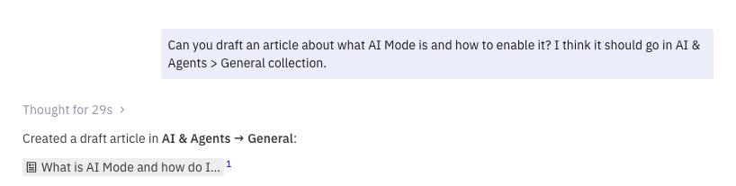 Assist Agent creating a Knowledge Base draft Assist Agent creating a Knowledge Base draft