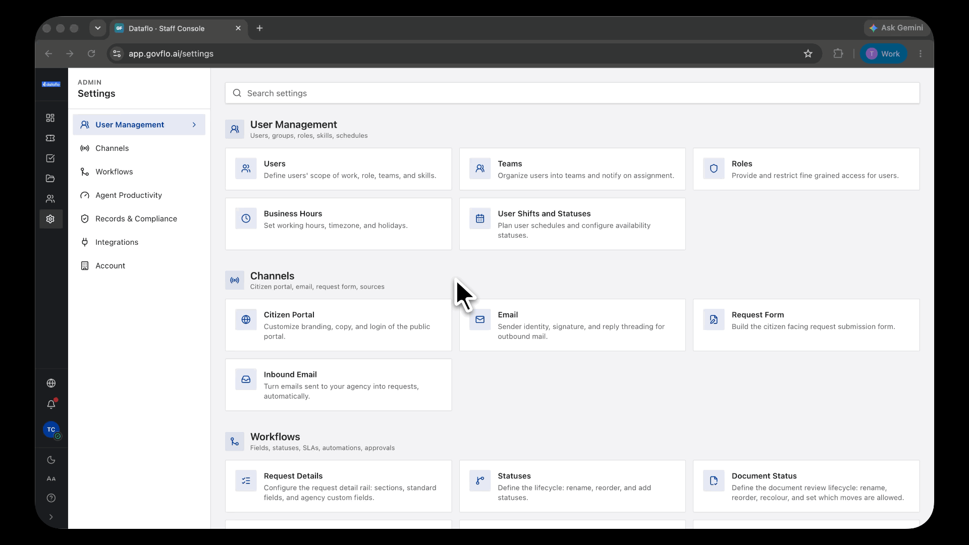 Settings, Email. Set the sender identity and signature, then show a reply carrying them.