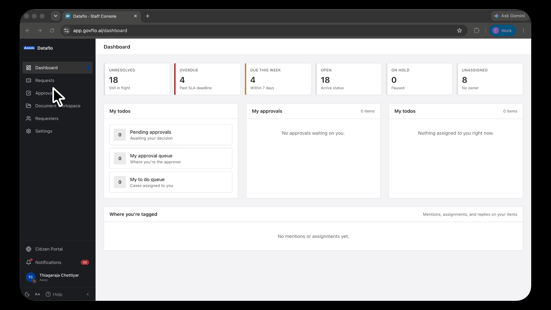 Assign a request to a team and show the default assignee being applied.