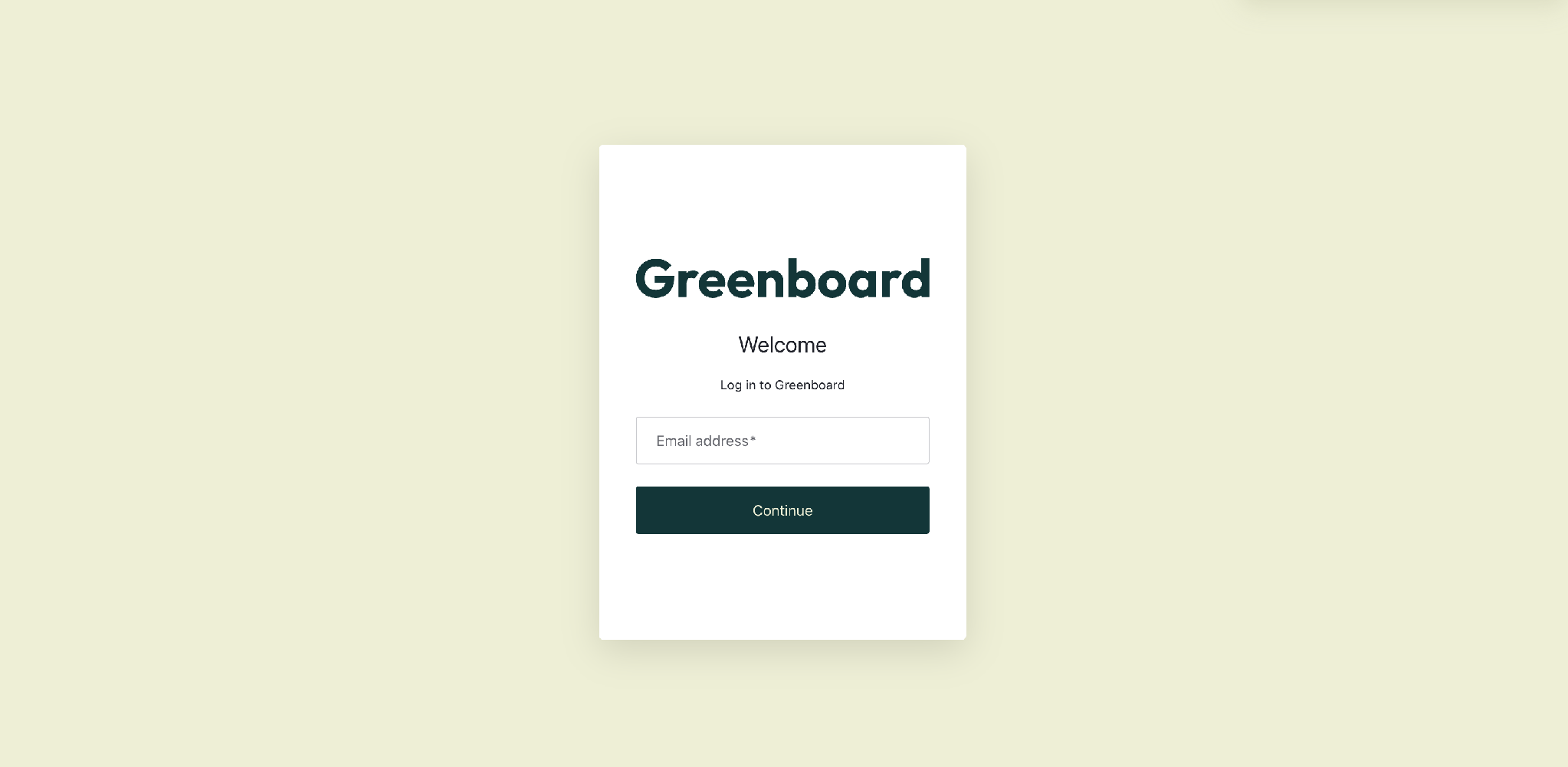 Greenboard login screen Greenboard login screen