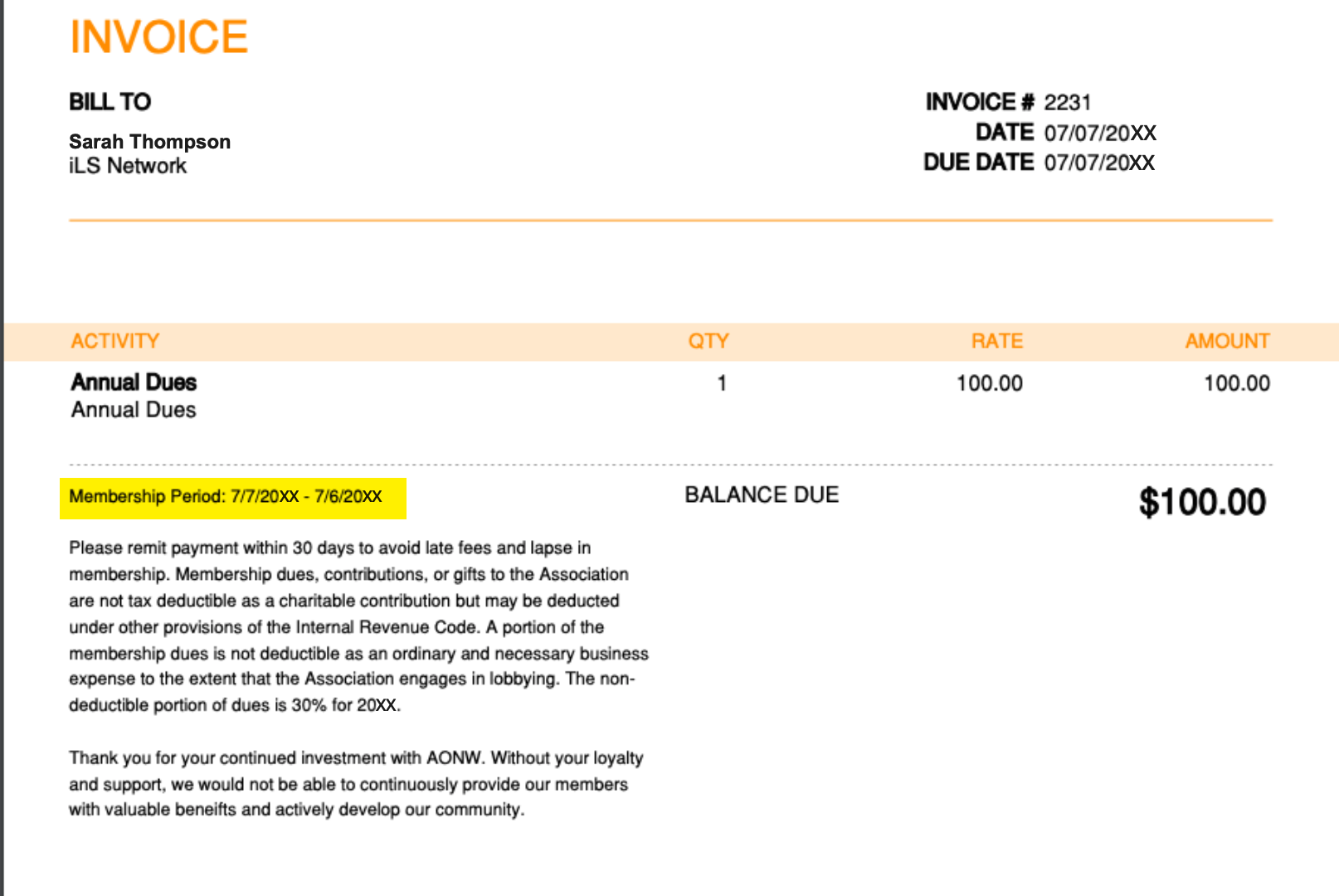 Example Invoice