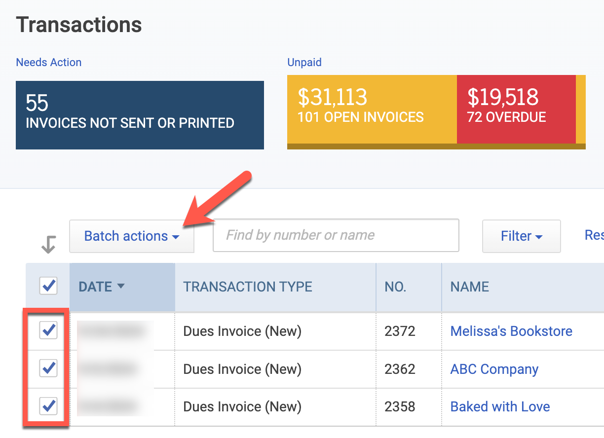 Batch Actions button