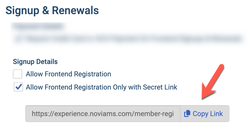 Frontend Registration with Secret Link URL