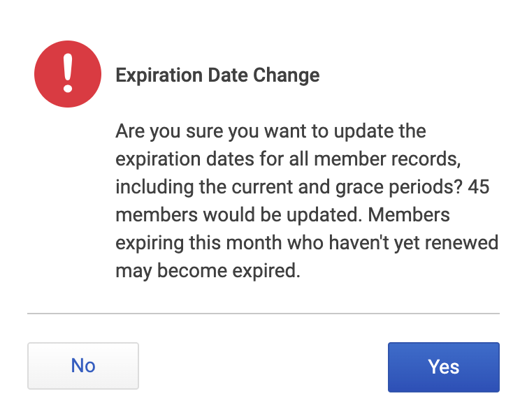 Expiration Date Change warning prompt
