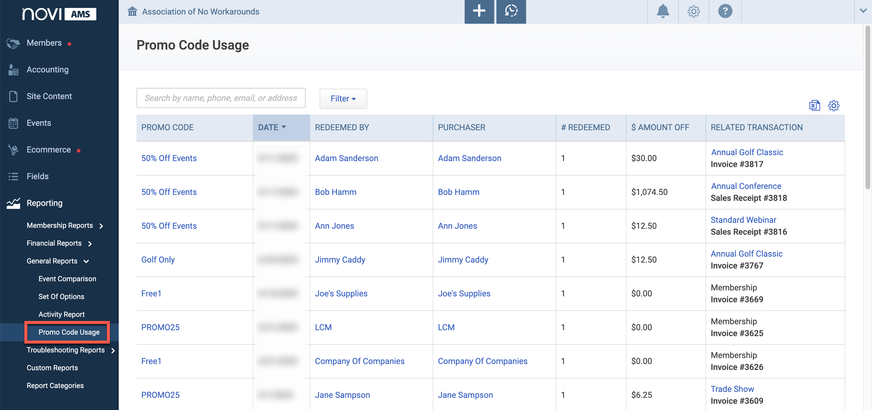 Promo Code Usage Report