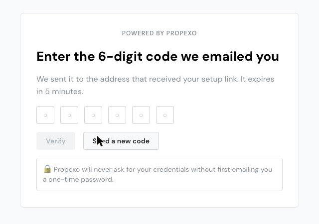 Entering the one-time password