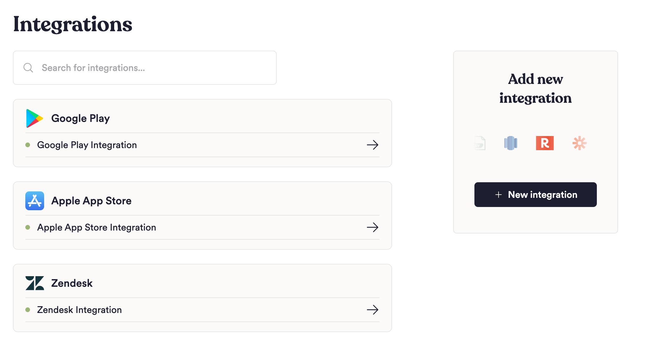 Integrations Page Preview