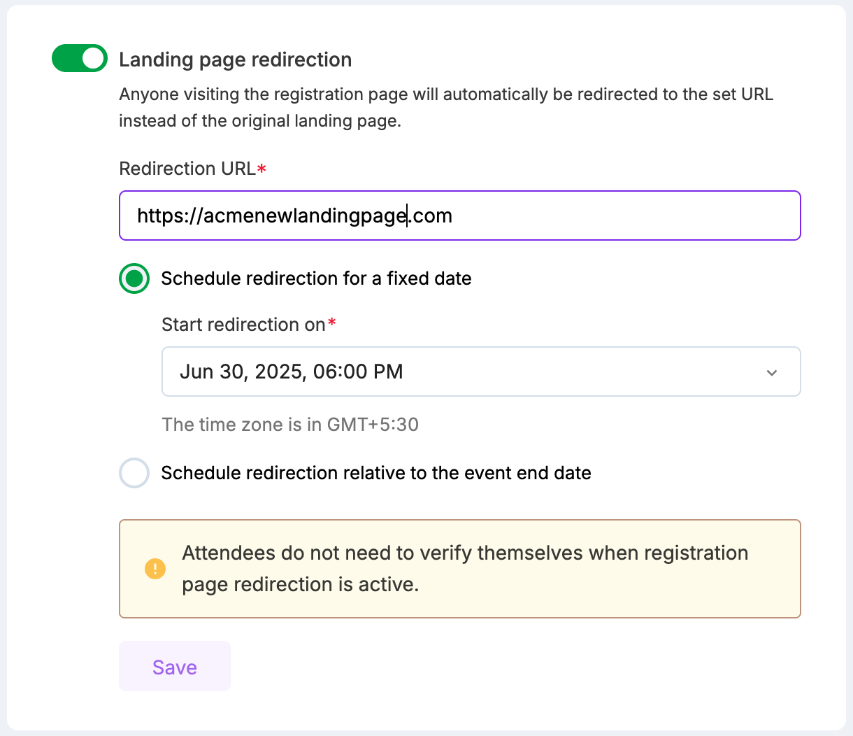 Page settings navigation Page settings navigation