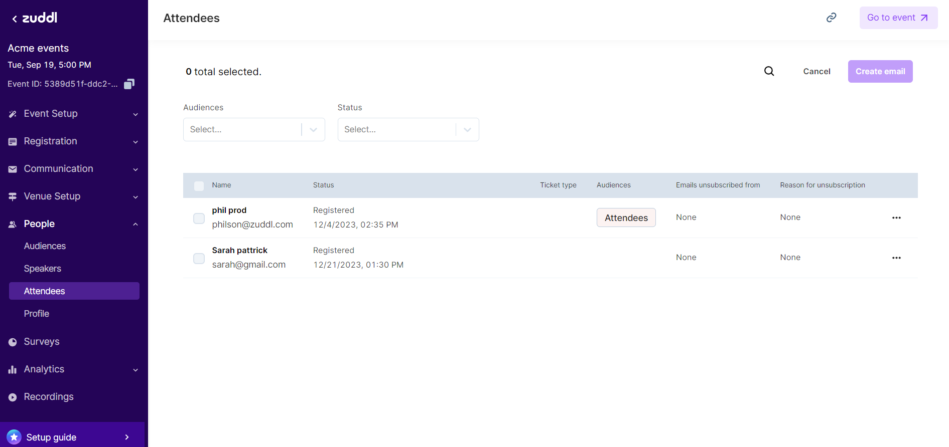 Choose the recipient for the email