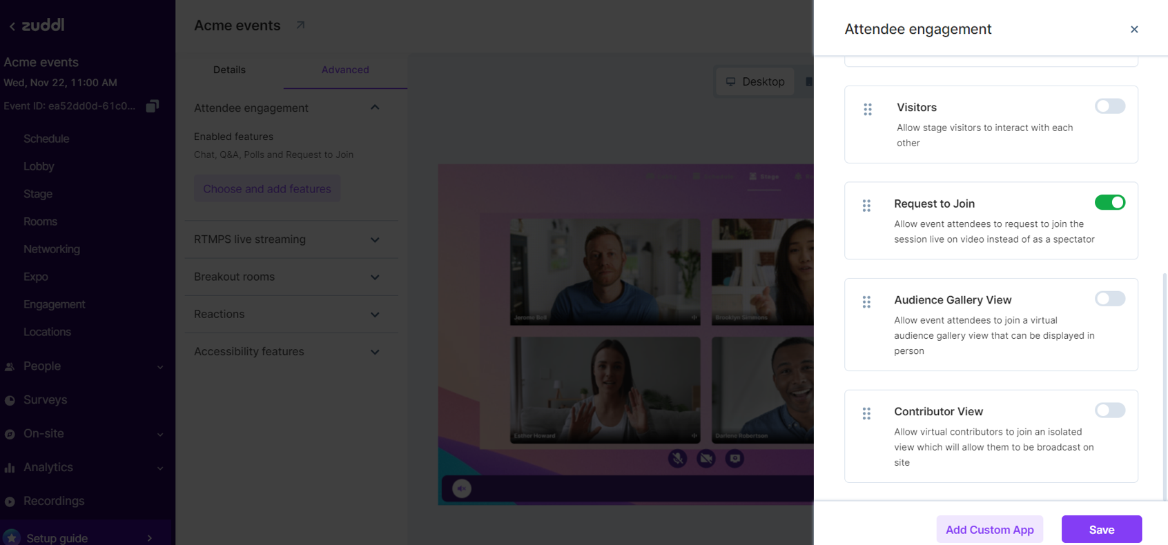 Audience gallery view