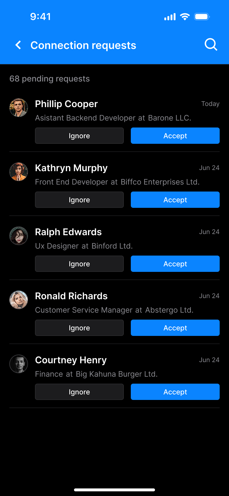 Connection request - ignored