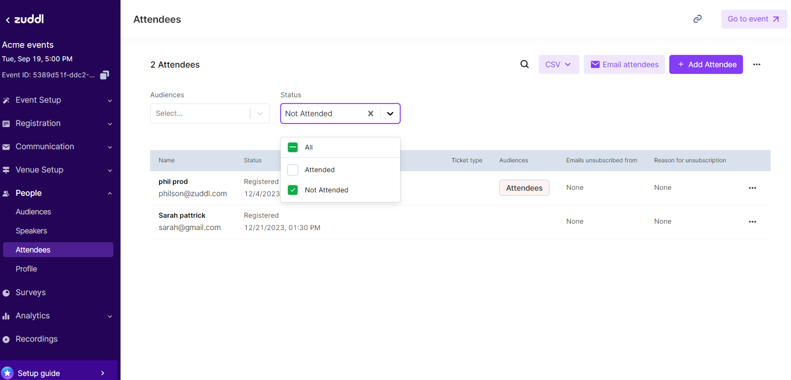 Use filters to prepare the mail list
