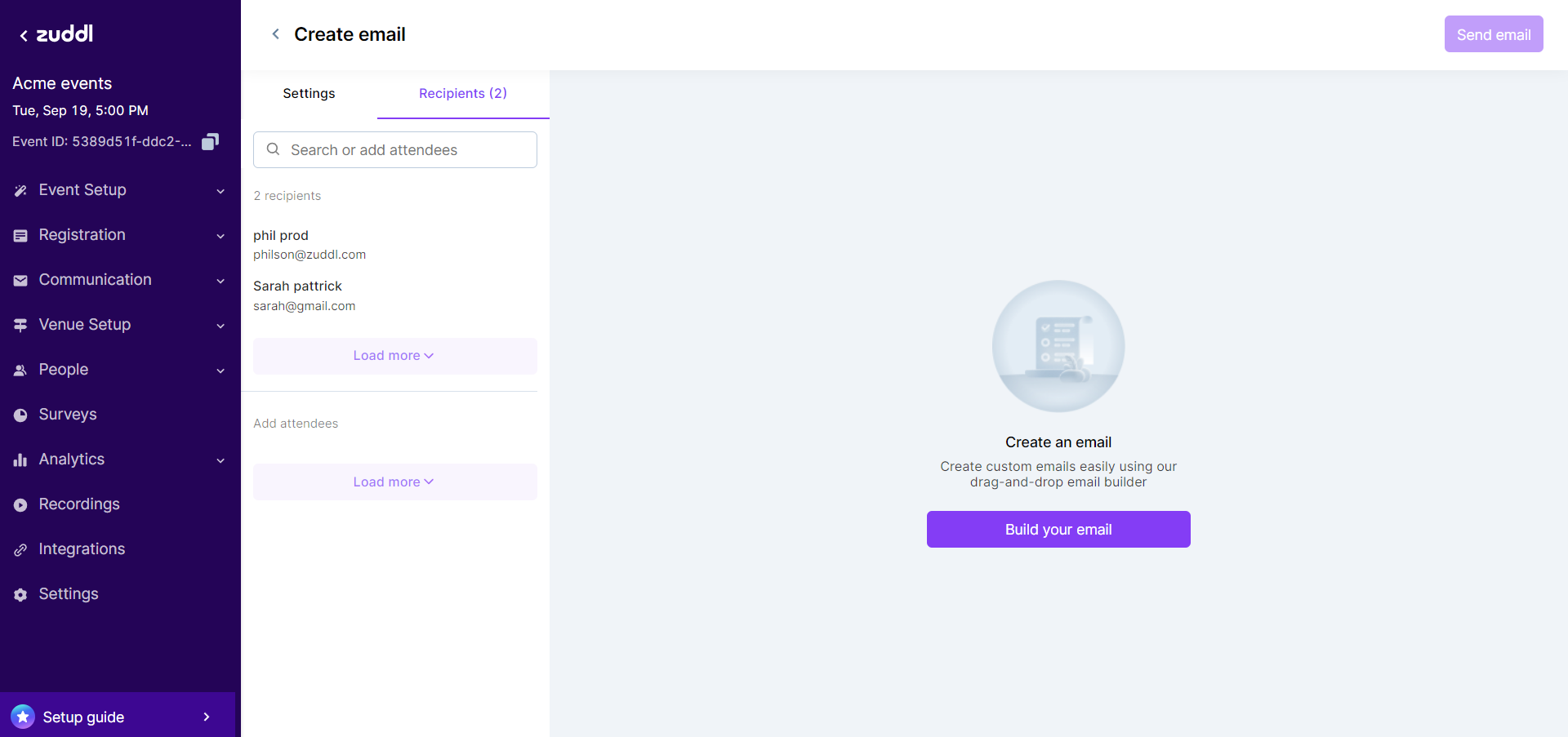 Review the list of recipients