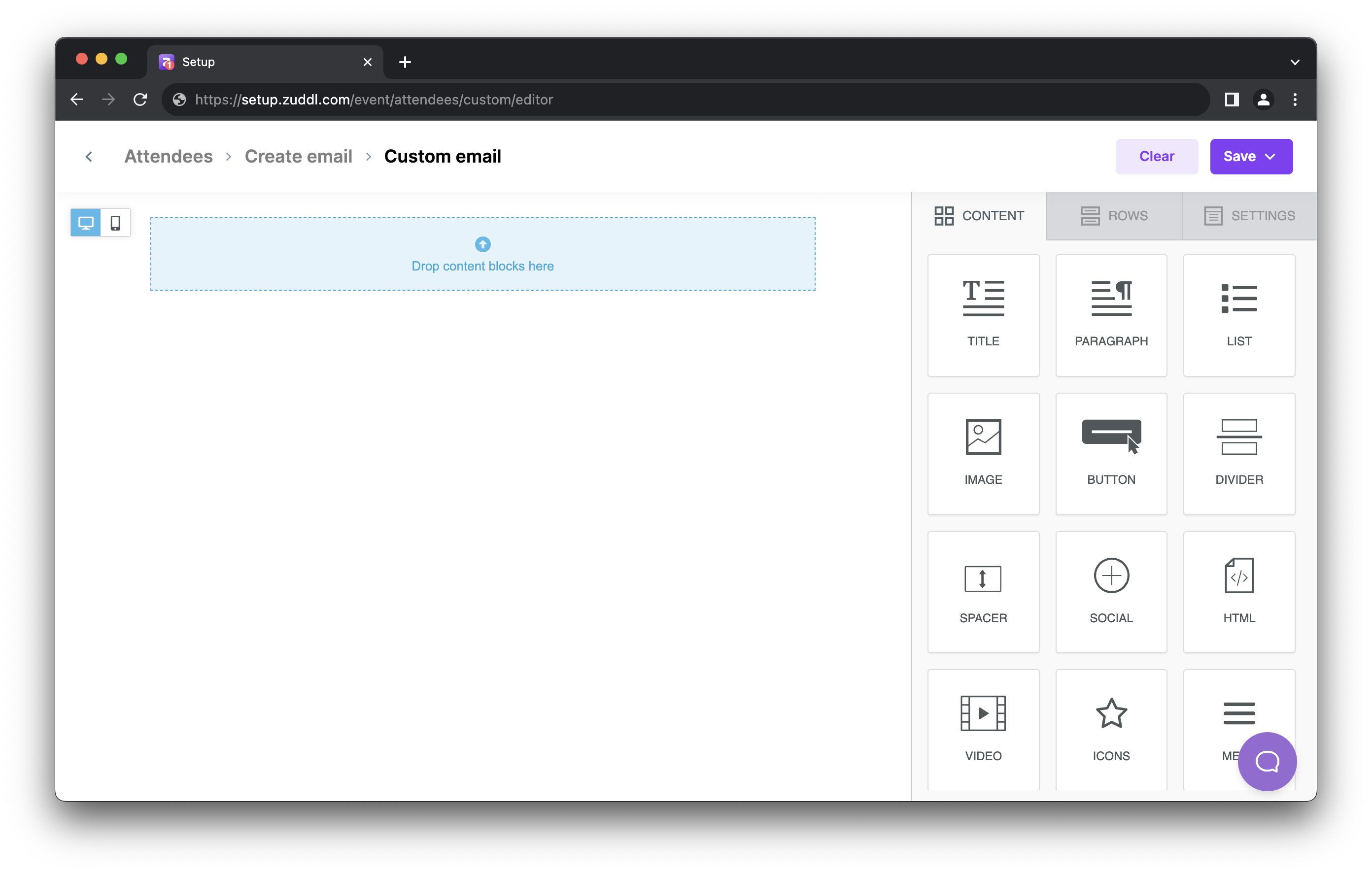 Use the email builder tool