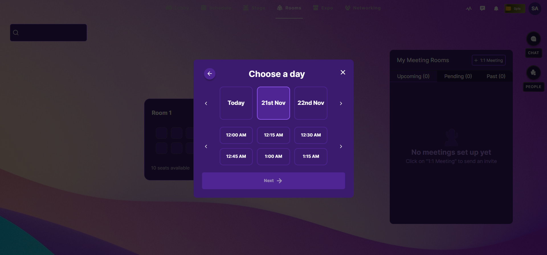 Set up a new meeting