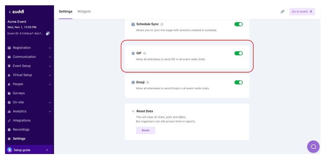 GIF settings