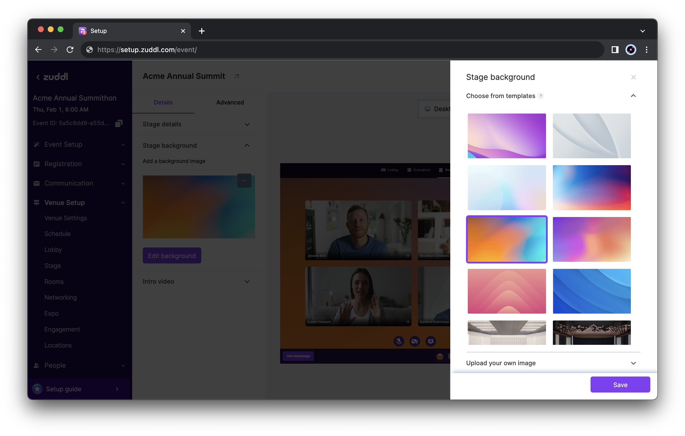 Choose from the available templates