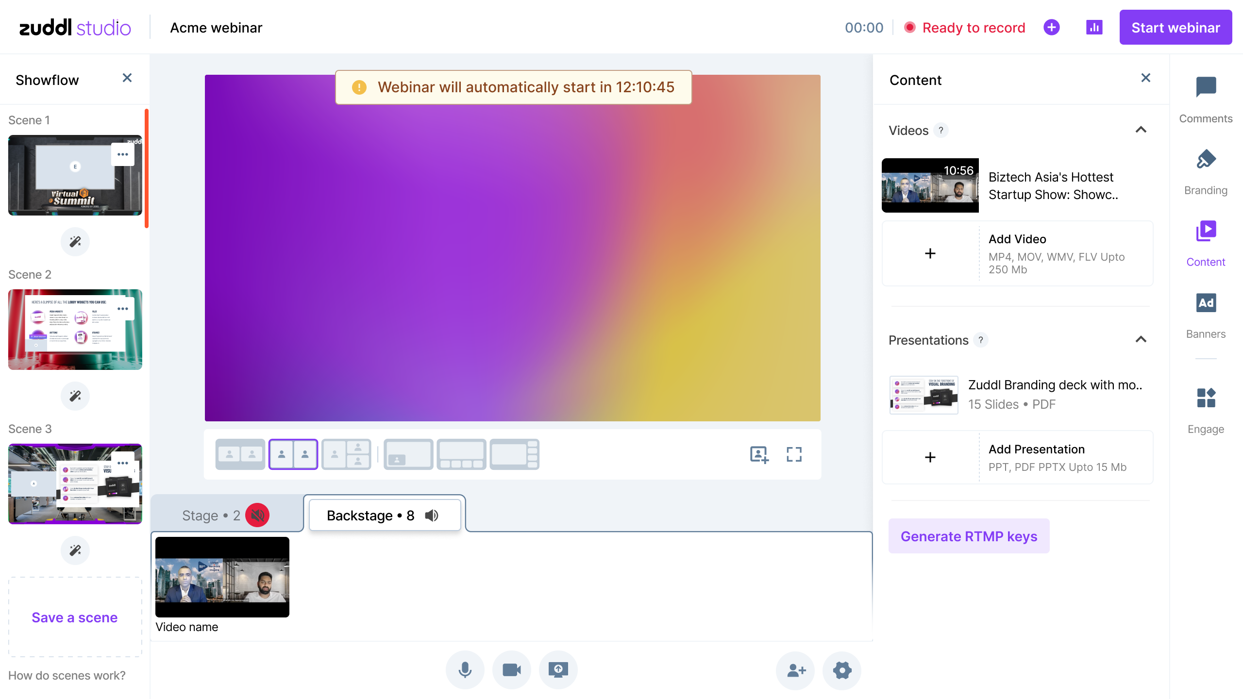 Bottom tab - backstage