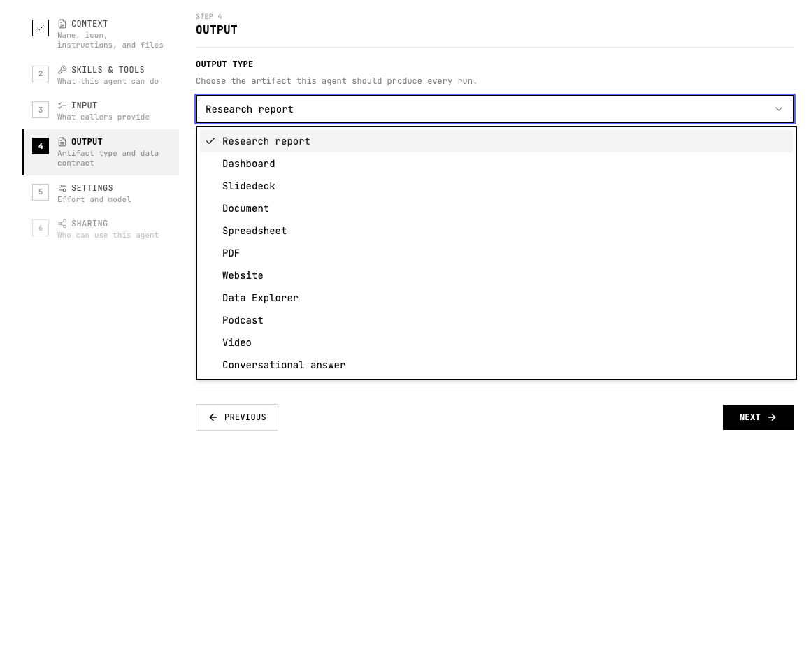 Grep output type menu