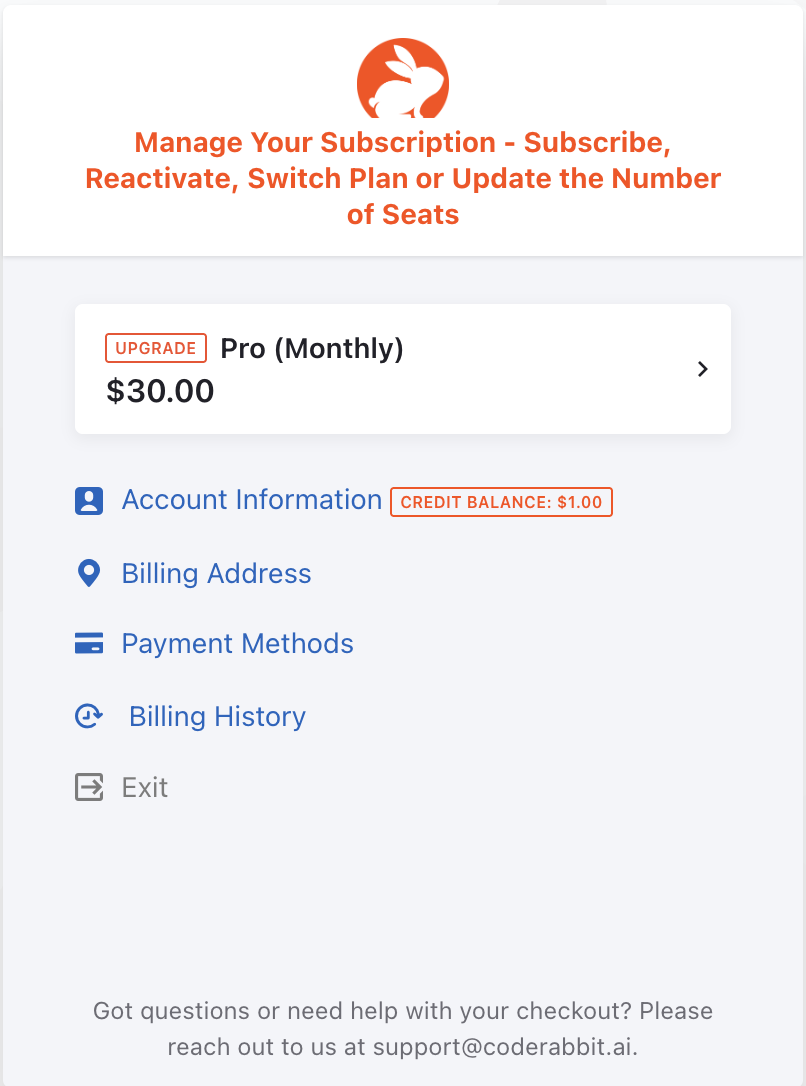 Screenshot of subscription management screen showing credit balance location