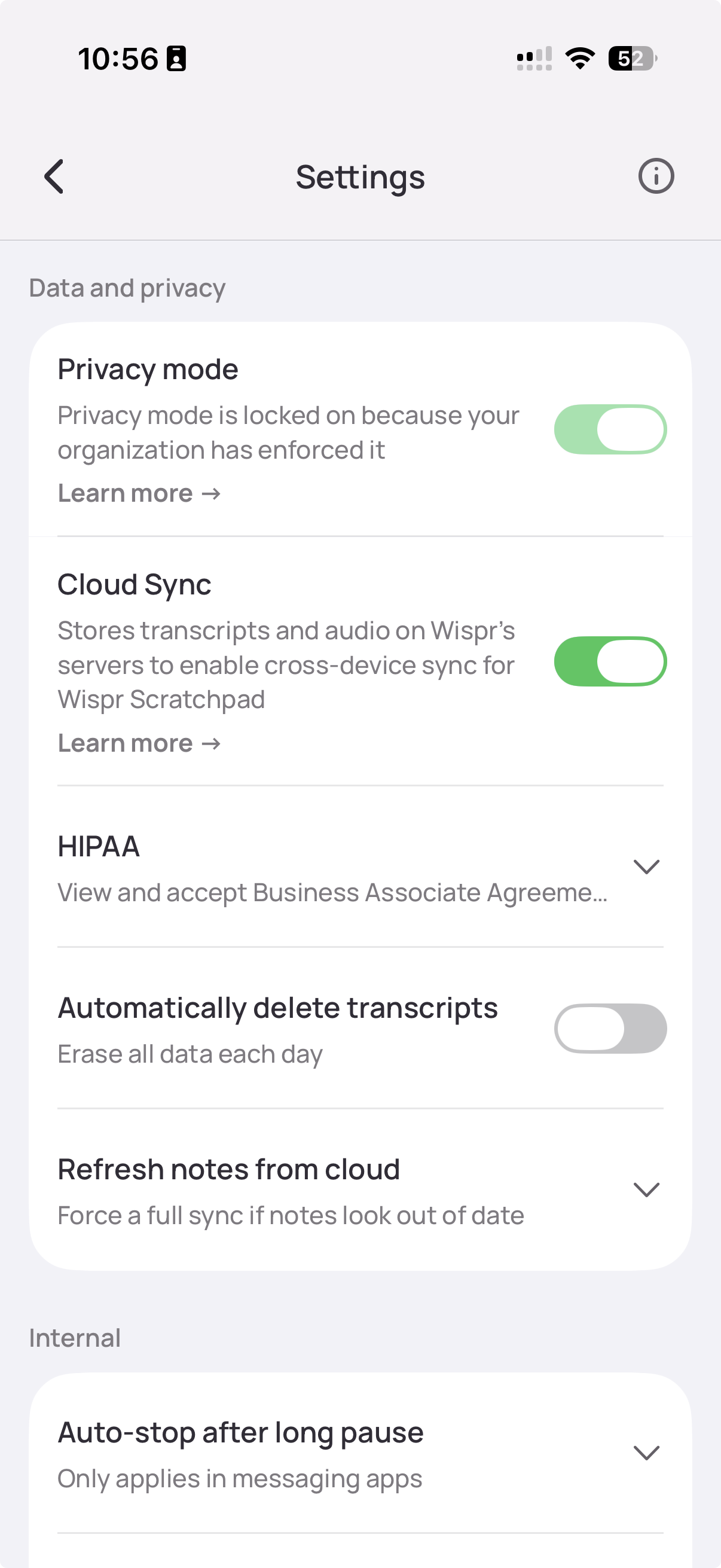 Data & Privacy settings on iOS Data & Privacy settings on iOS