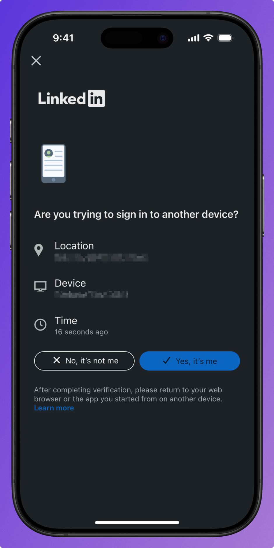image.png LinkedIn mobile app verification screen