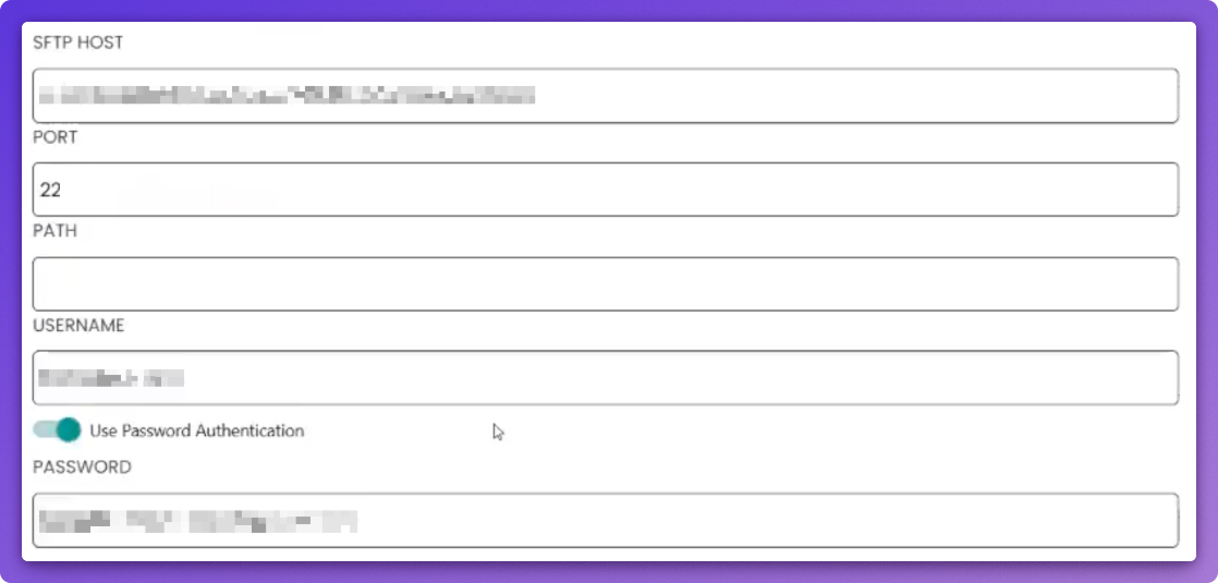 image.png MyRepChat SFTP archive page showing the fields to be filled in