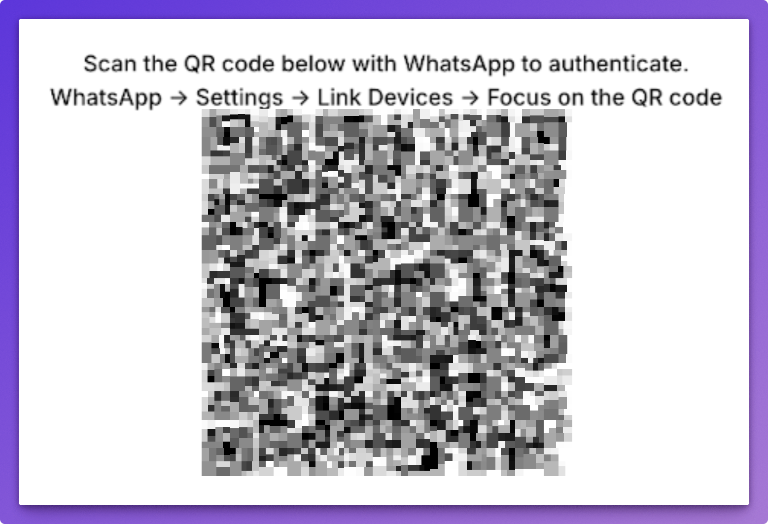 image.png WhatsApp connection screen on Hadrius