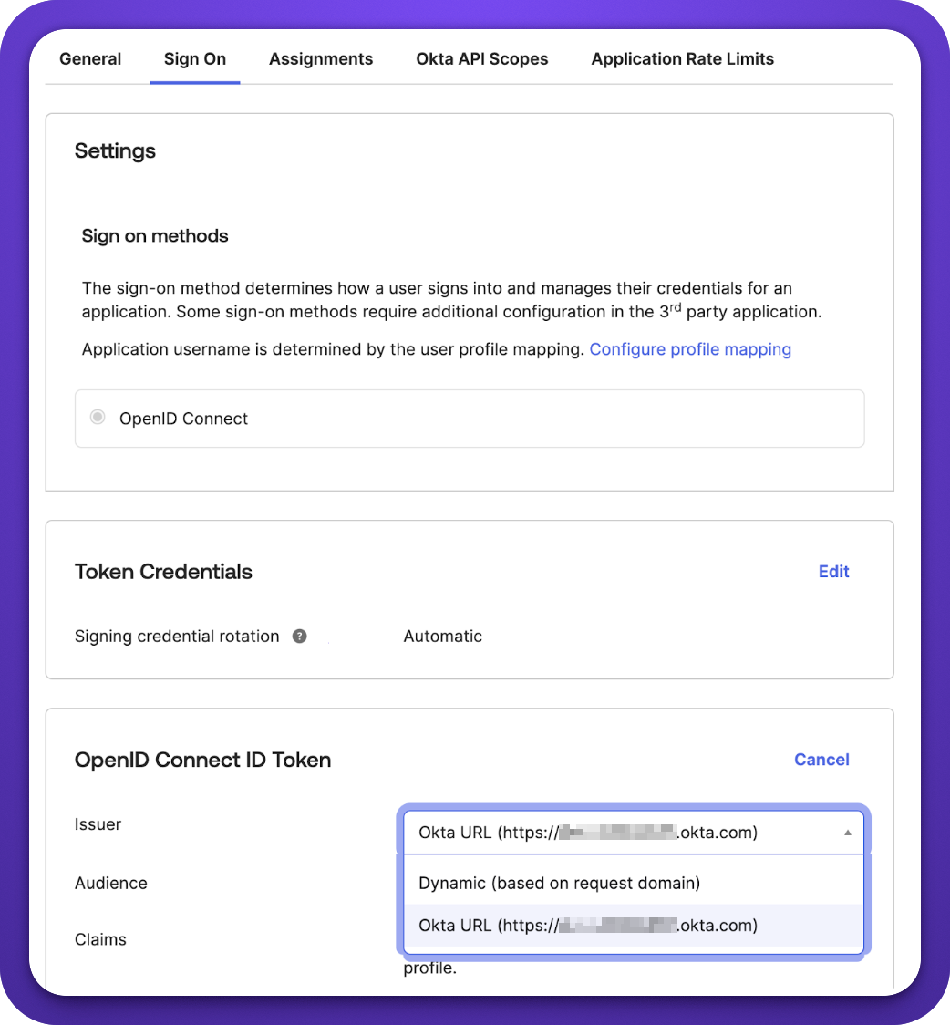 image.png Issuer URL set to static value