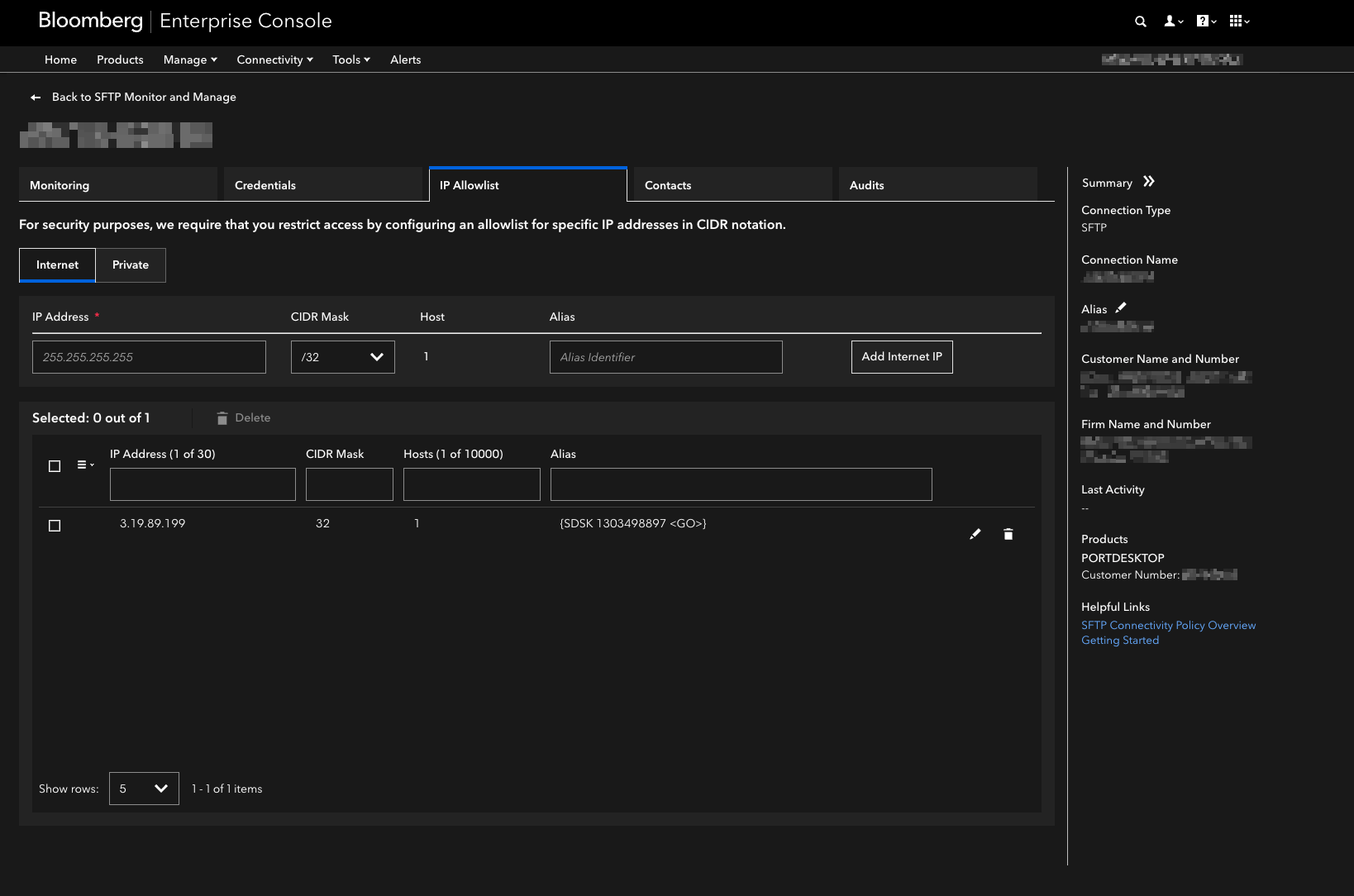 image.png Bloomberg Enterprise Console IP whitelist field