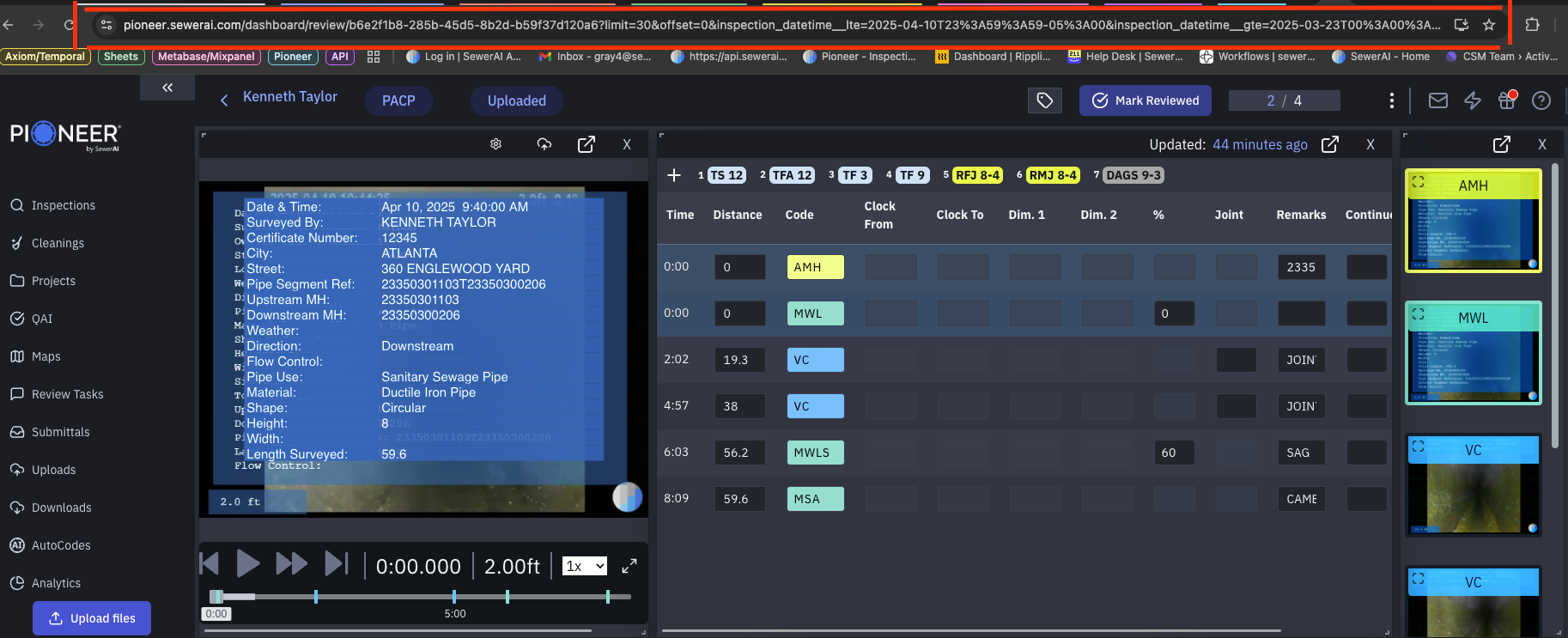 Interface showing how to archive inspections using the three dots menu