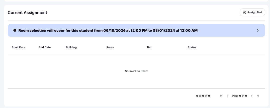 Current assignment card