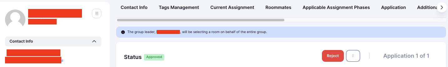 Roommate group leader indicator