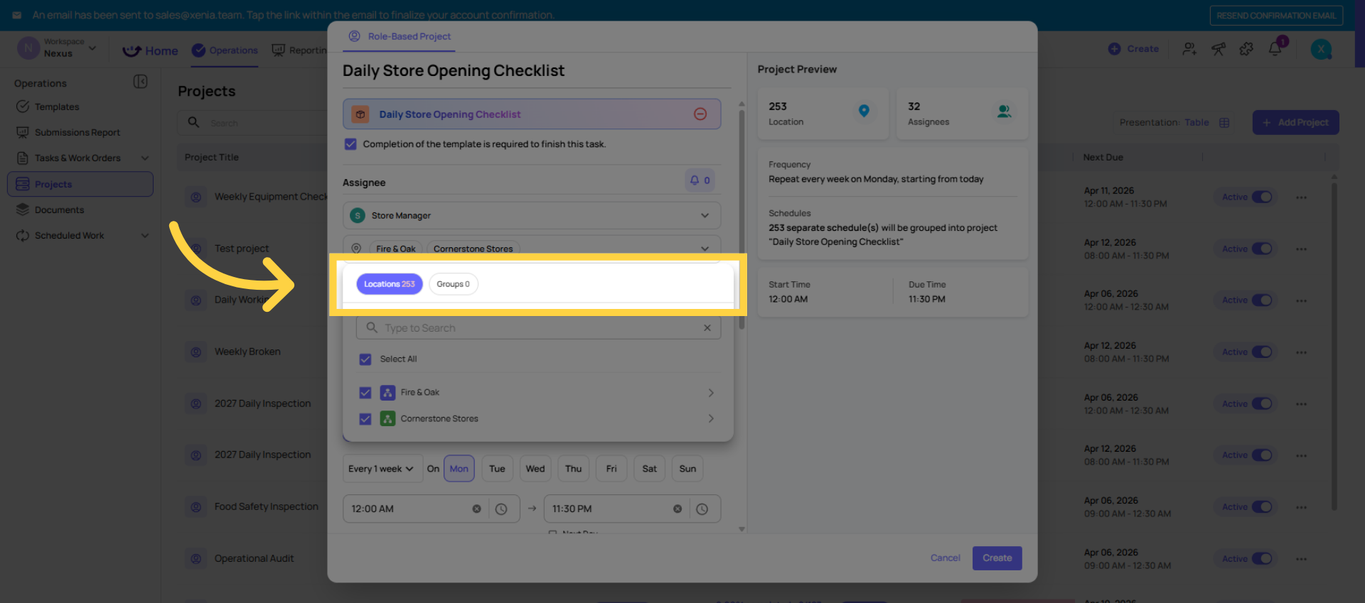 Open Locations Dropdown