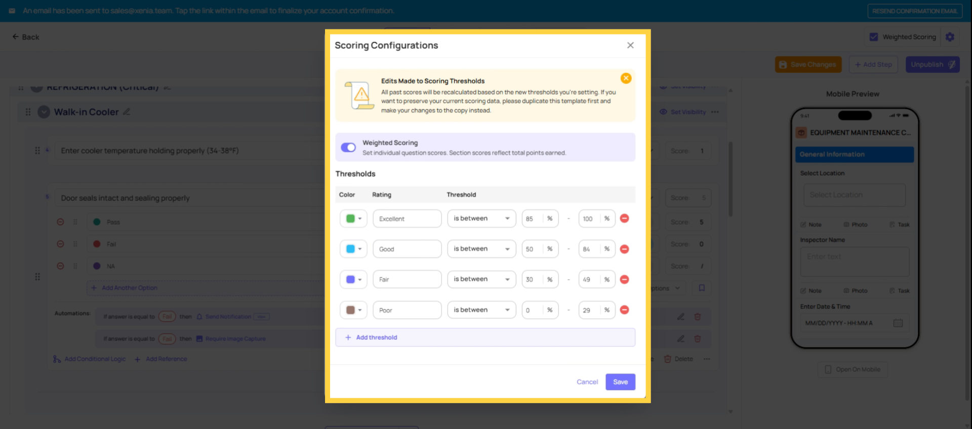 Set Rating Threshold Labels