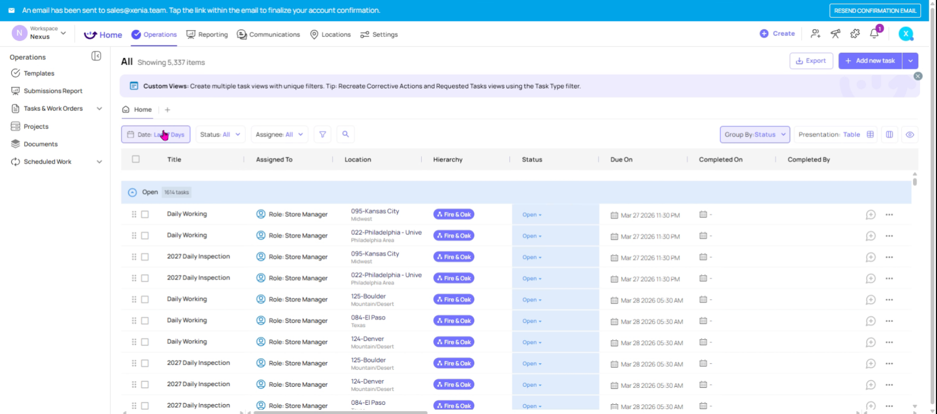 Use Date and Status Filters