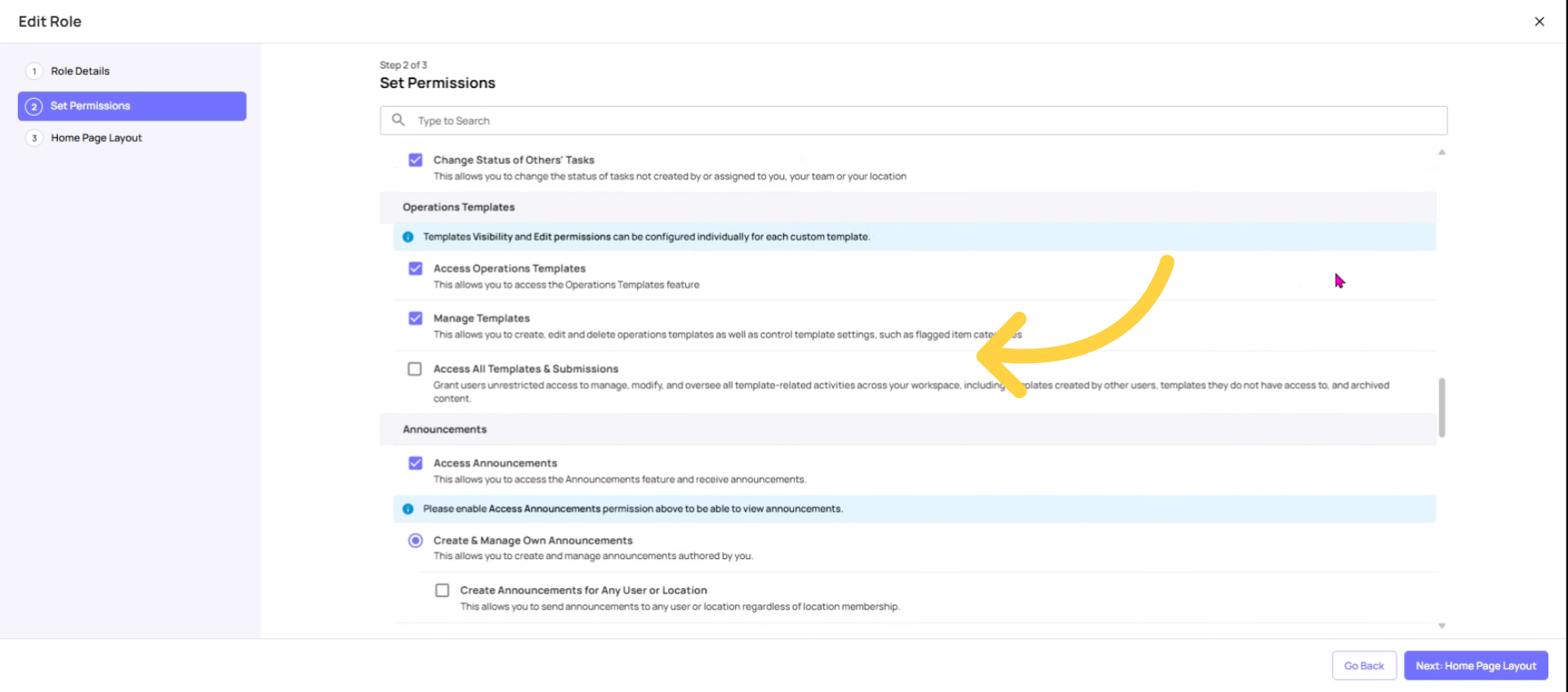 Highlight Operations Template Importance and Restrict Template Editing