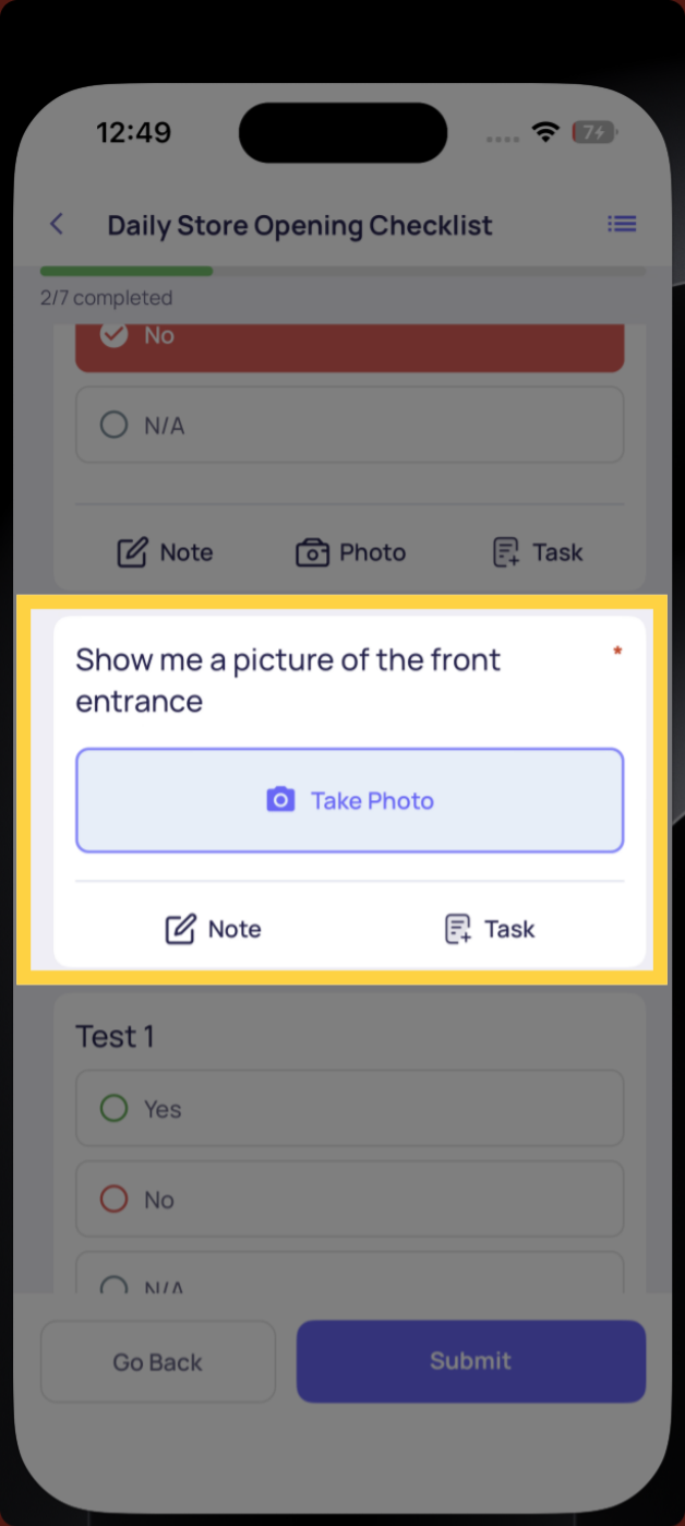 Take Photo for Task