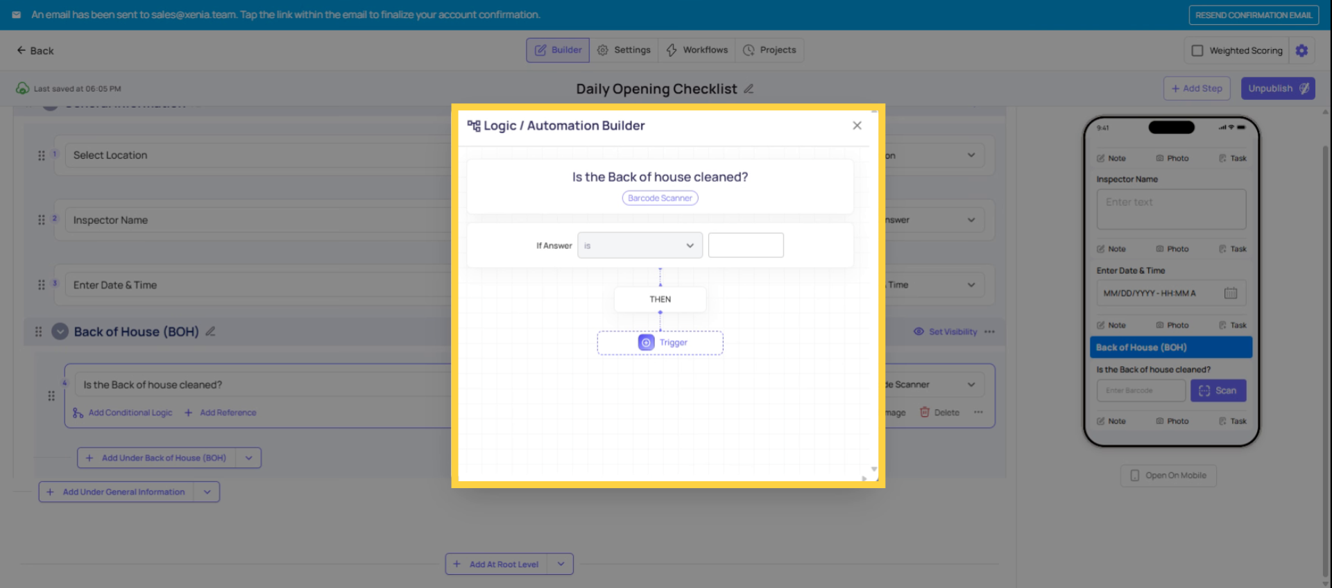 Open Conditional Logic Panel