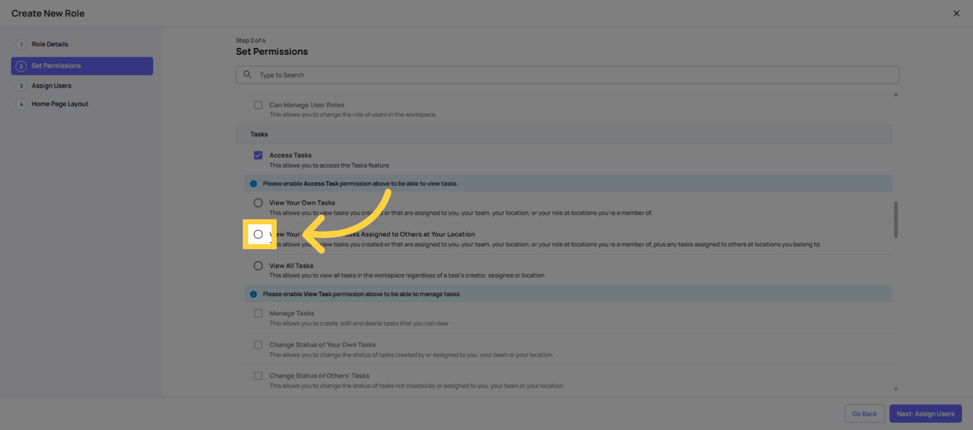 Enable Task Access