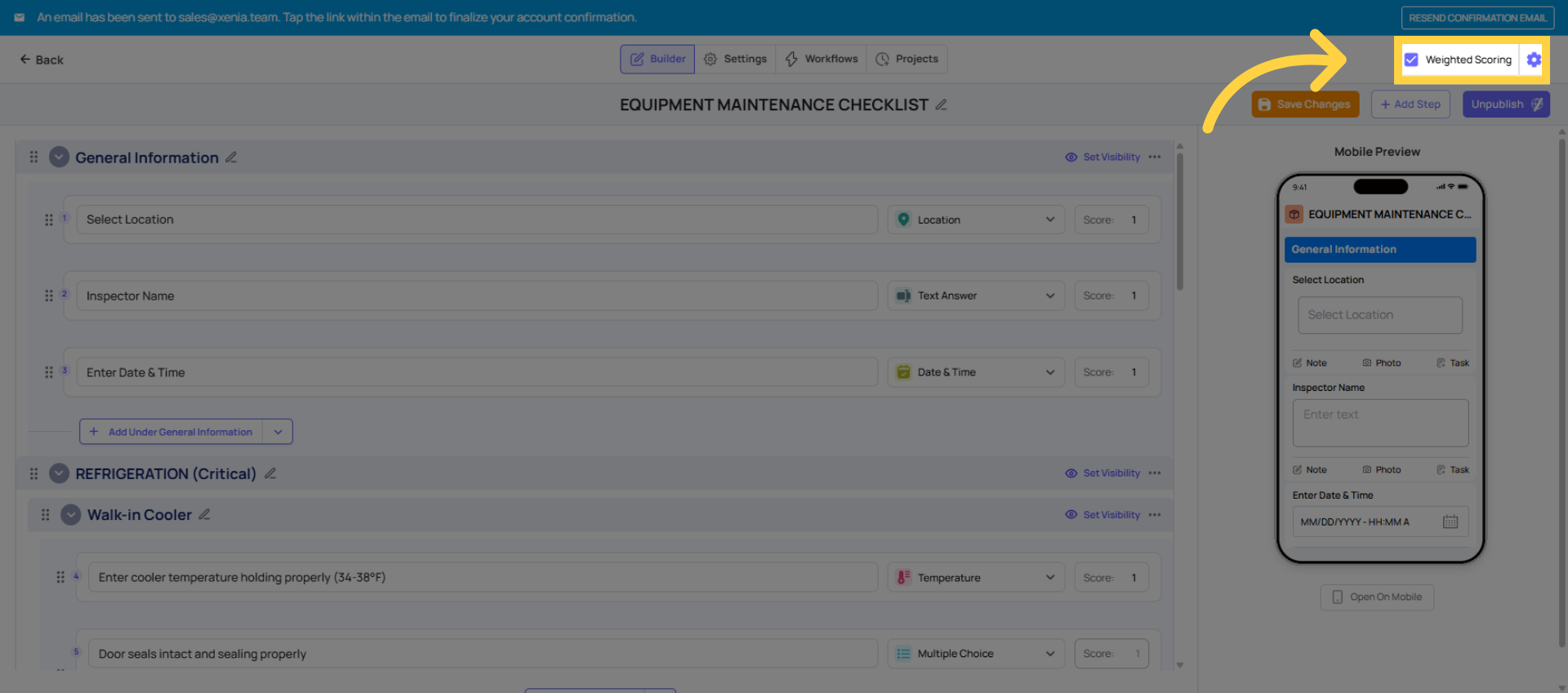 Enable Weighted Scoring