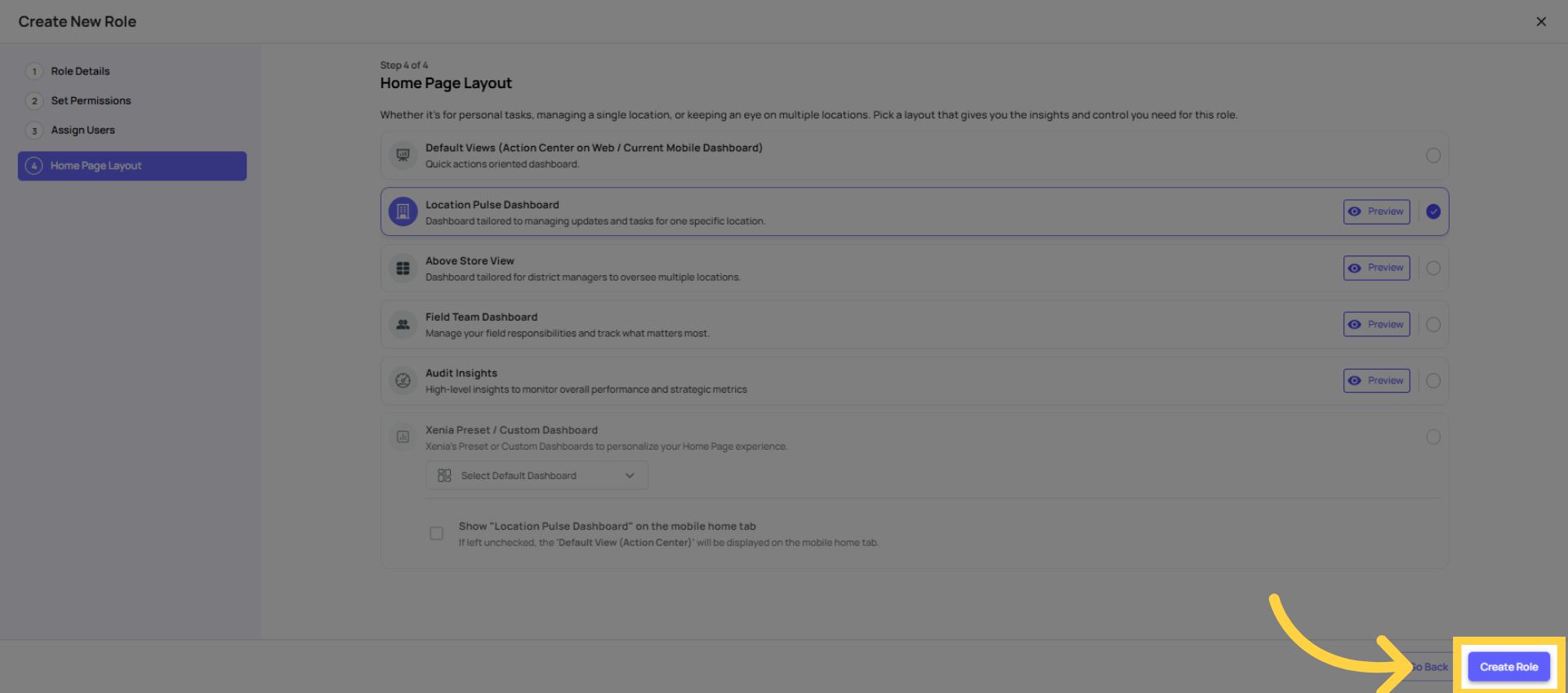 Click Create Role Button