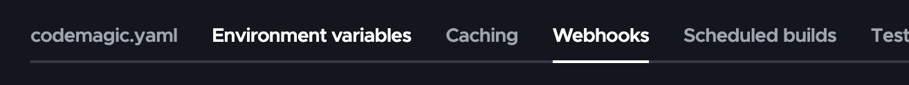 Image of a Codemagic Webhooks settings page and a GitHub Webhooks configuration flow describing how to paste a payload URL and select events.