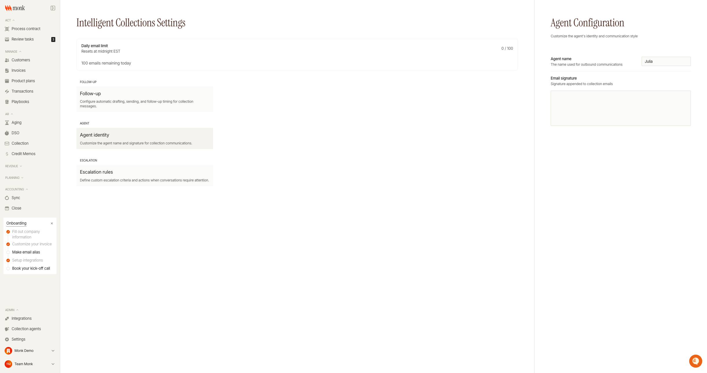 Agent identity settings
